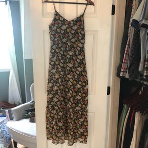 Jcrew flowered spaghetti strap tiered dress